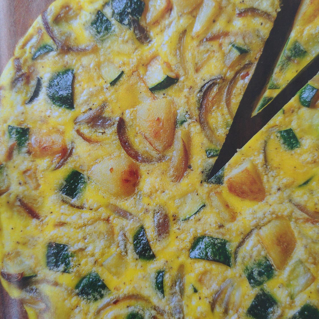 Omelette aux courgettes et aux pommes de terre rissolées