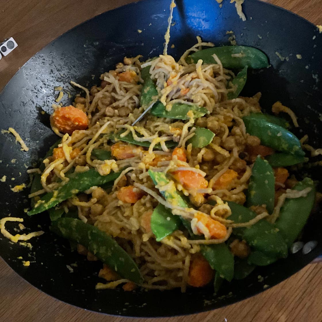 Ginger Miso Soba Noodles with Crispy Chickpeas (vegan)