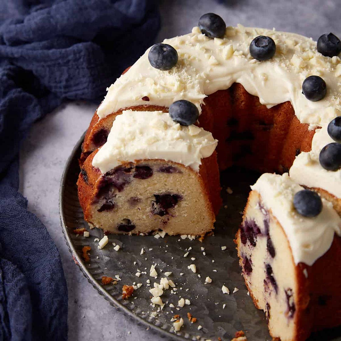 Lemon Blueberry Bundt Cake with Cream Cheese Frosting