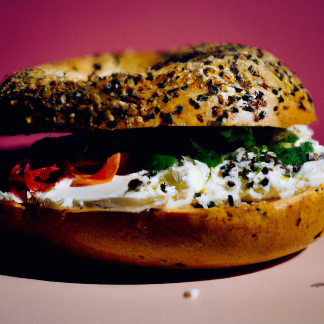 Healthy Philadelphia Cream Cheese Veggie Bagel Sandwich