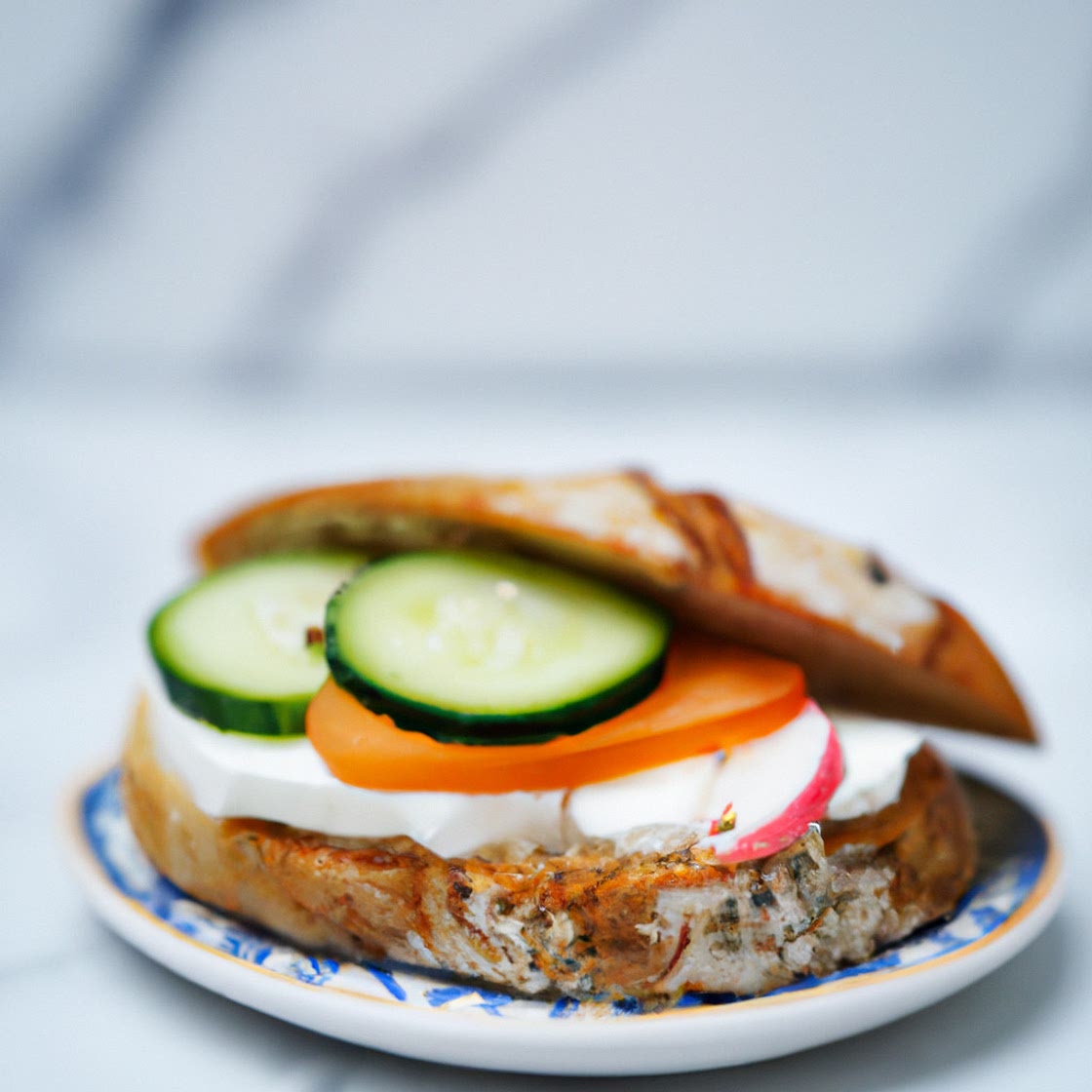 Healthy Philadelphia Cream Cheese and Fresh Veggie Sandwich