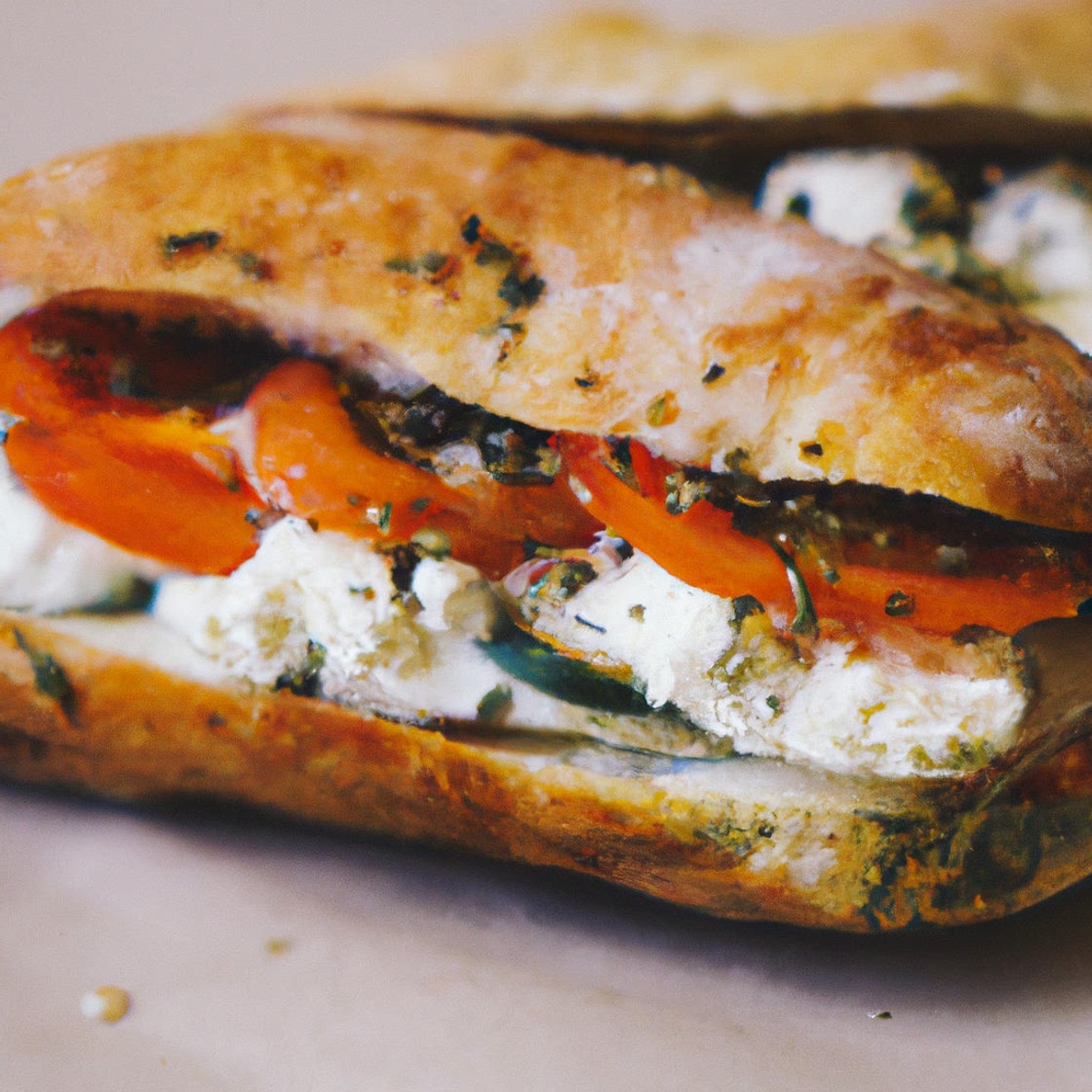 Ciabatta with Cream Cheese and Mixed Vegetables
