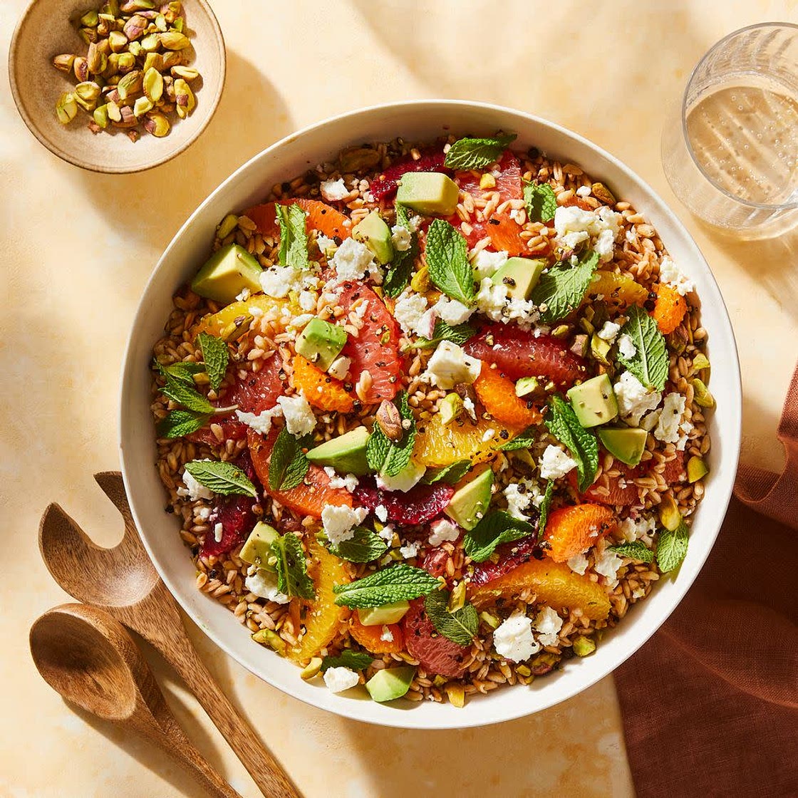 Avocado & Citrus Farro Salad with Cilantro-Orange Dressing