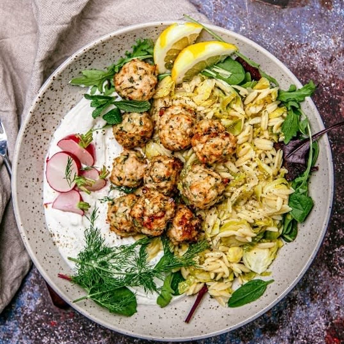Greek Chicken Orzo Bowl