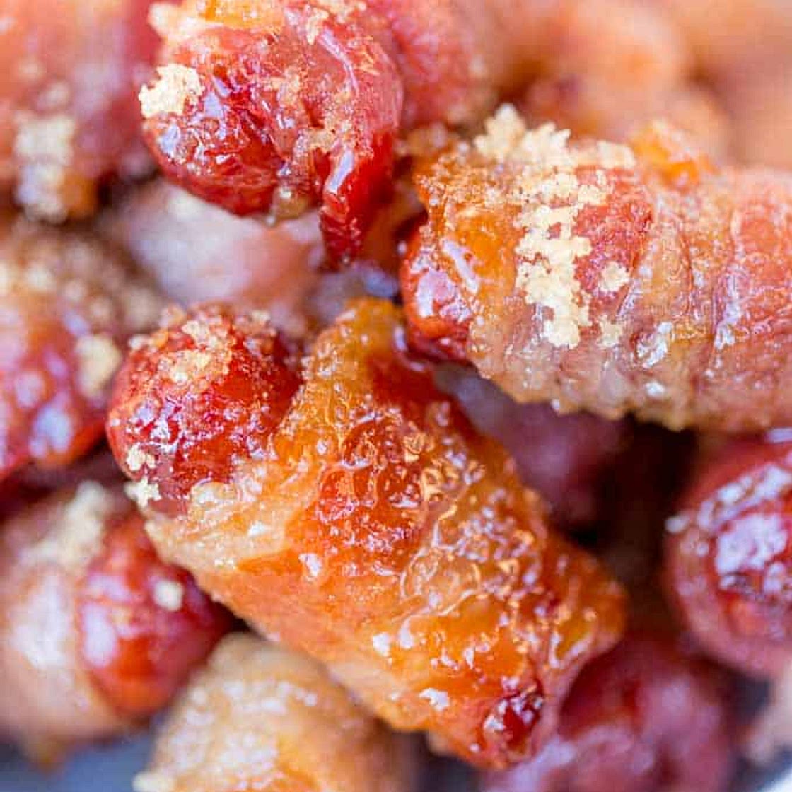 Brown Sugar Bacon Wrapped Smokies