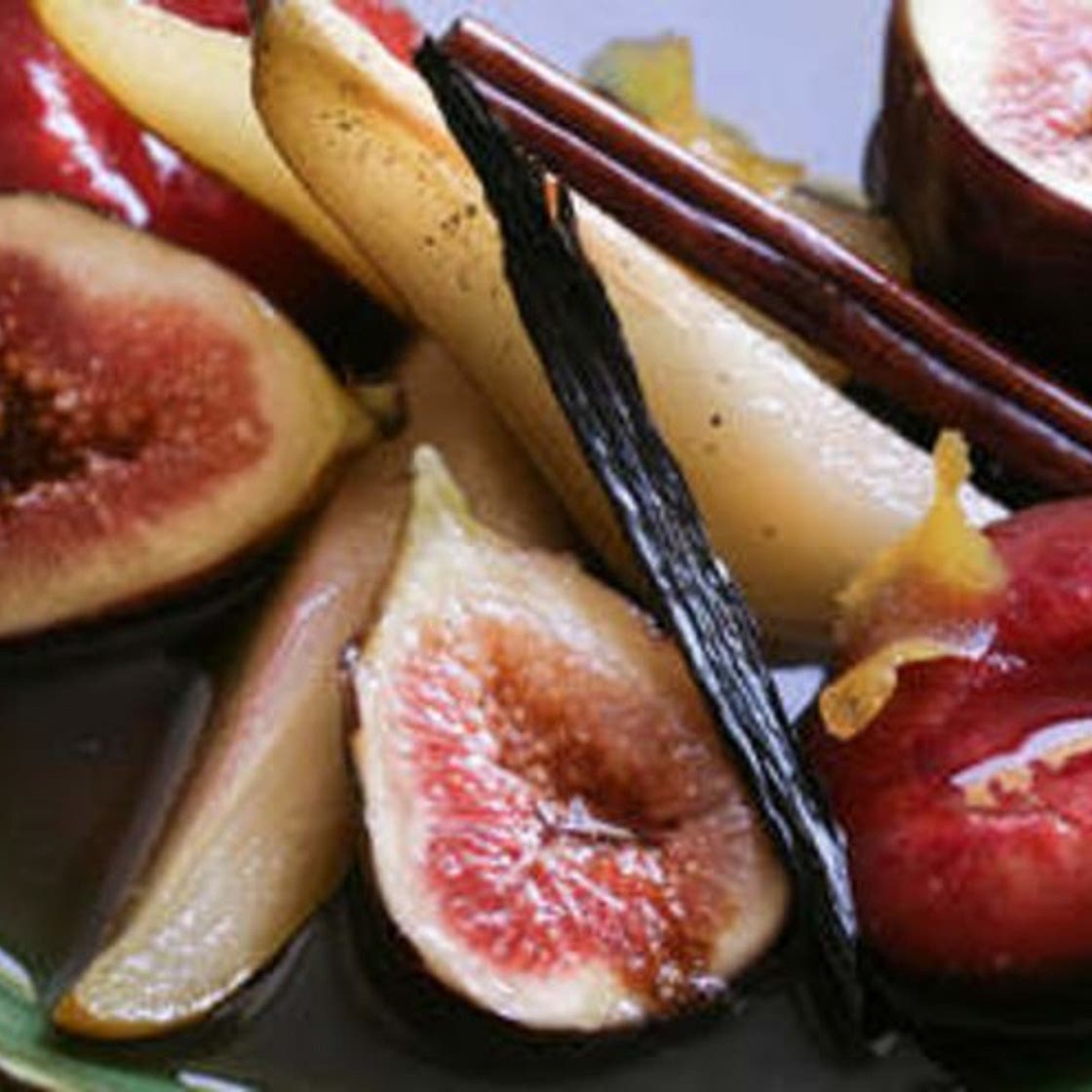 Poached autumn fruit compote