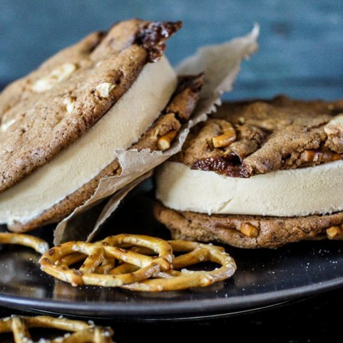 Cupboard cookie and cheat's coffee ice-cream sandwiches