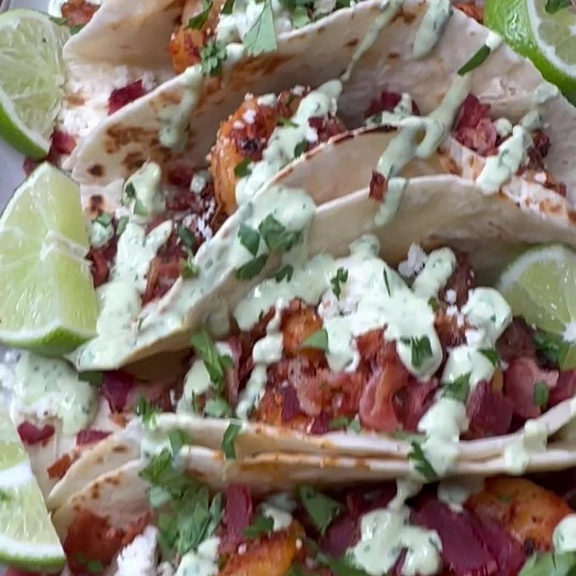 Chorizo, Shrimp & Bacon Tacos