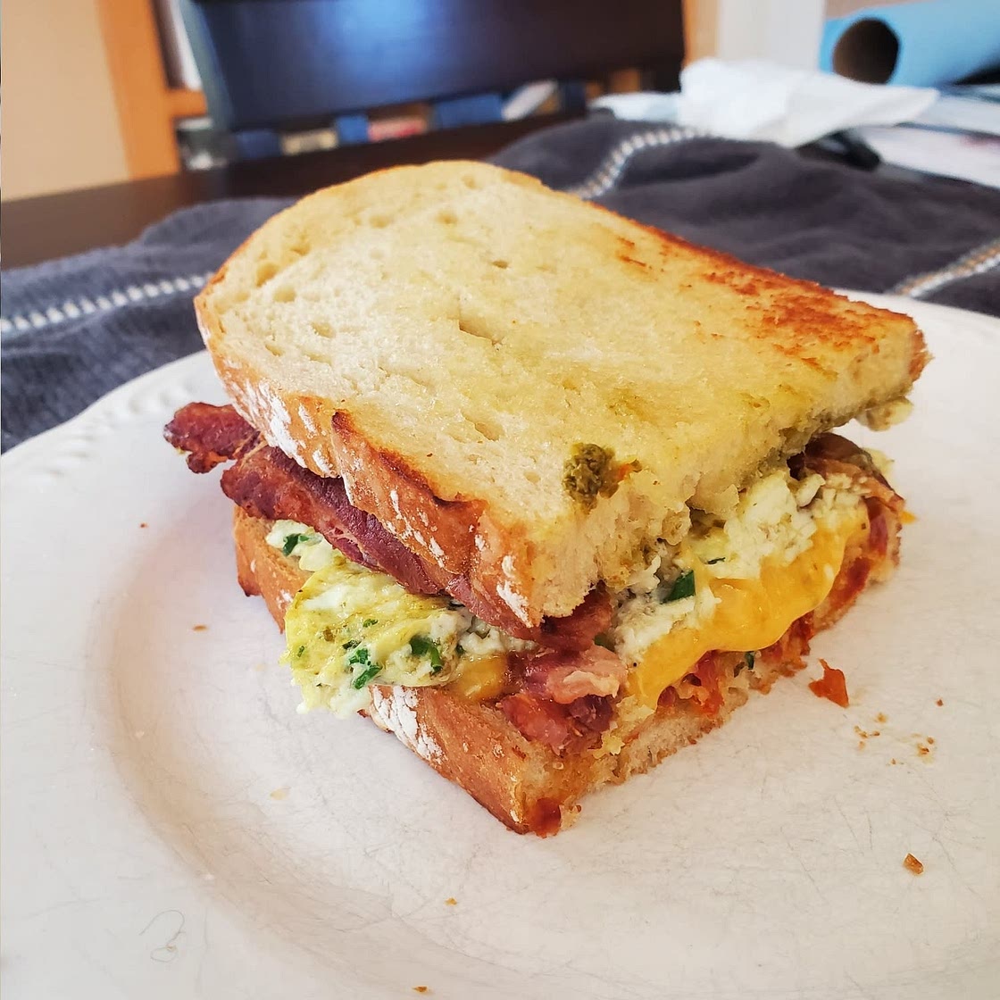 Turkey Bacon, Egg, & Cheese breakfast sandwich
