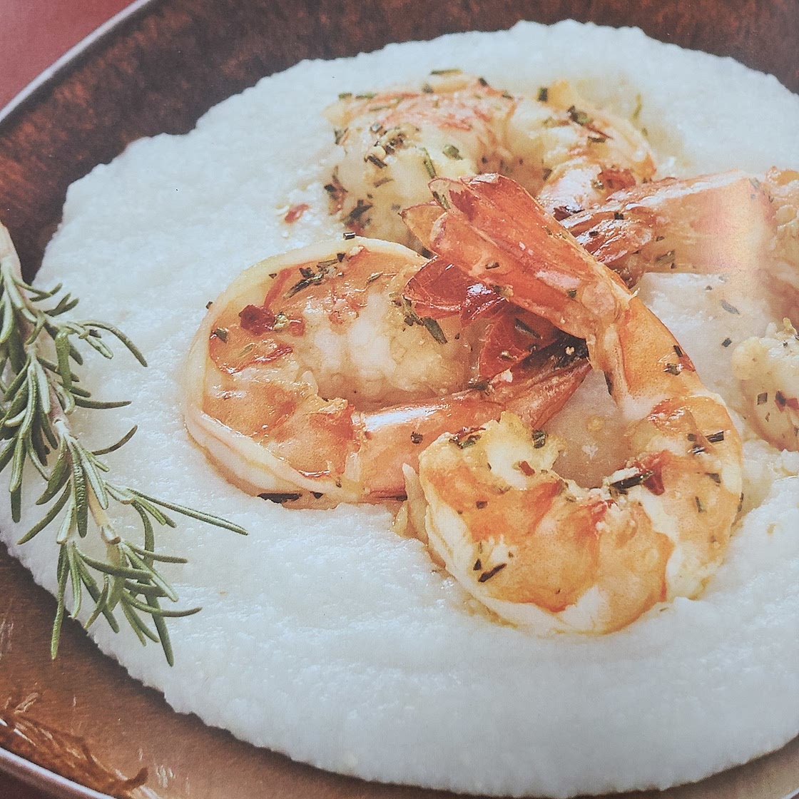 Sizzling Rosemary Shrimp over Polenta