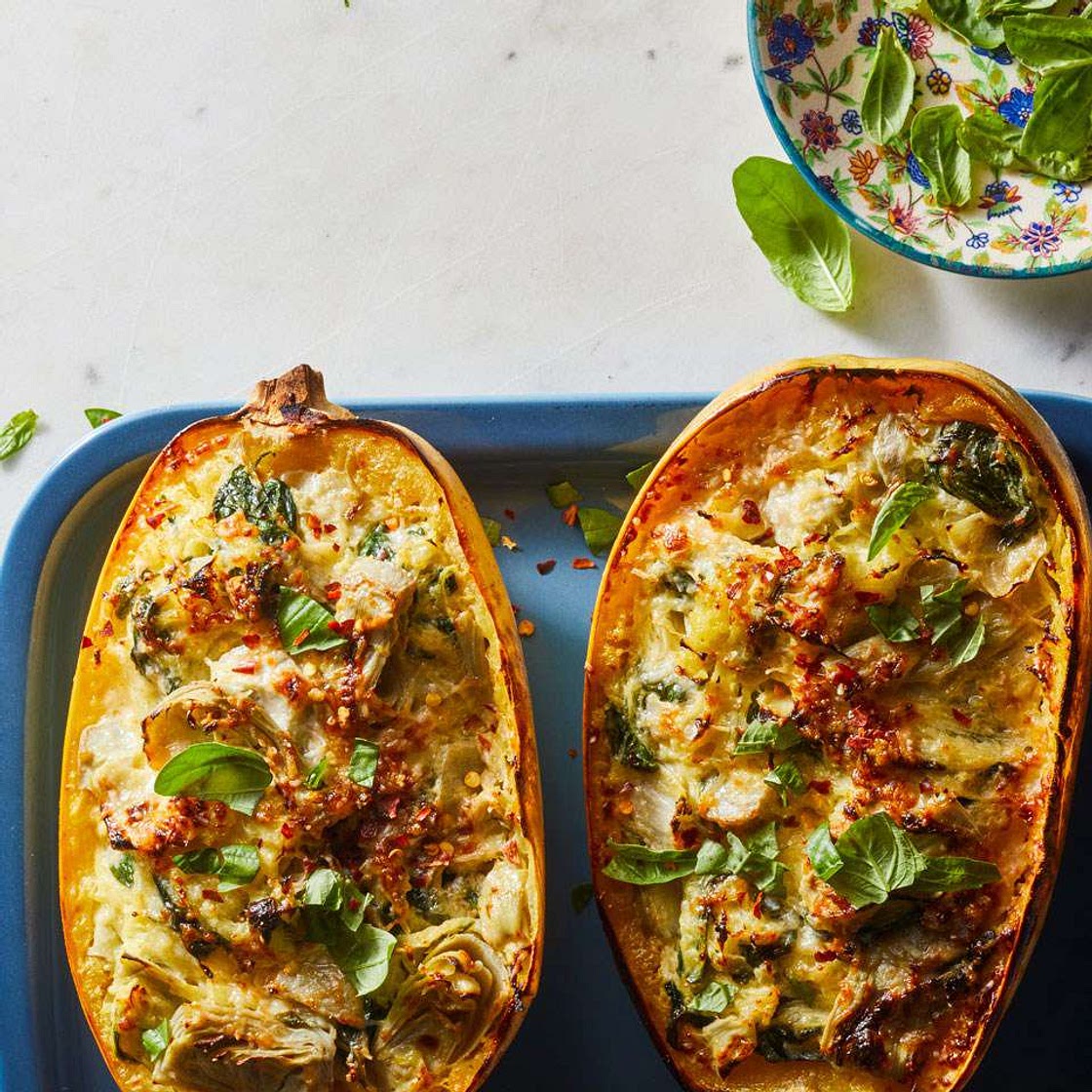 Cheesy Spinach-&-Artichoke-Stuffed Spaghetti Squash