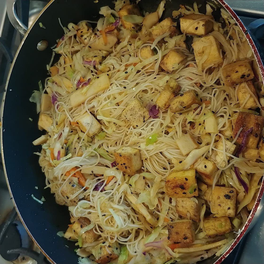 Singapore Noodles with Crispy Tofu