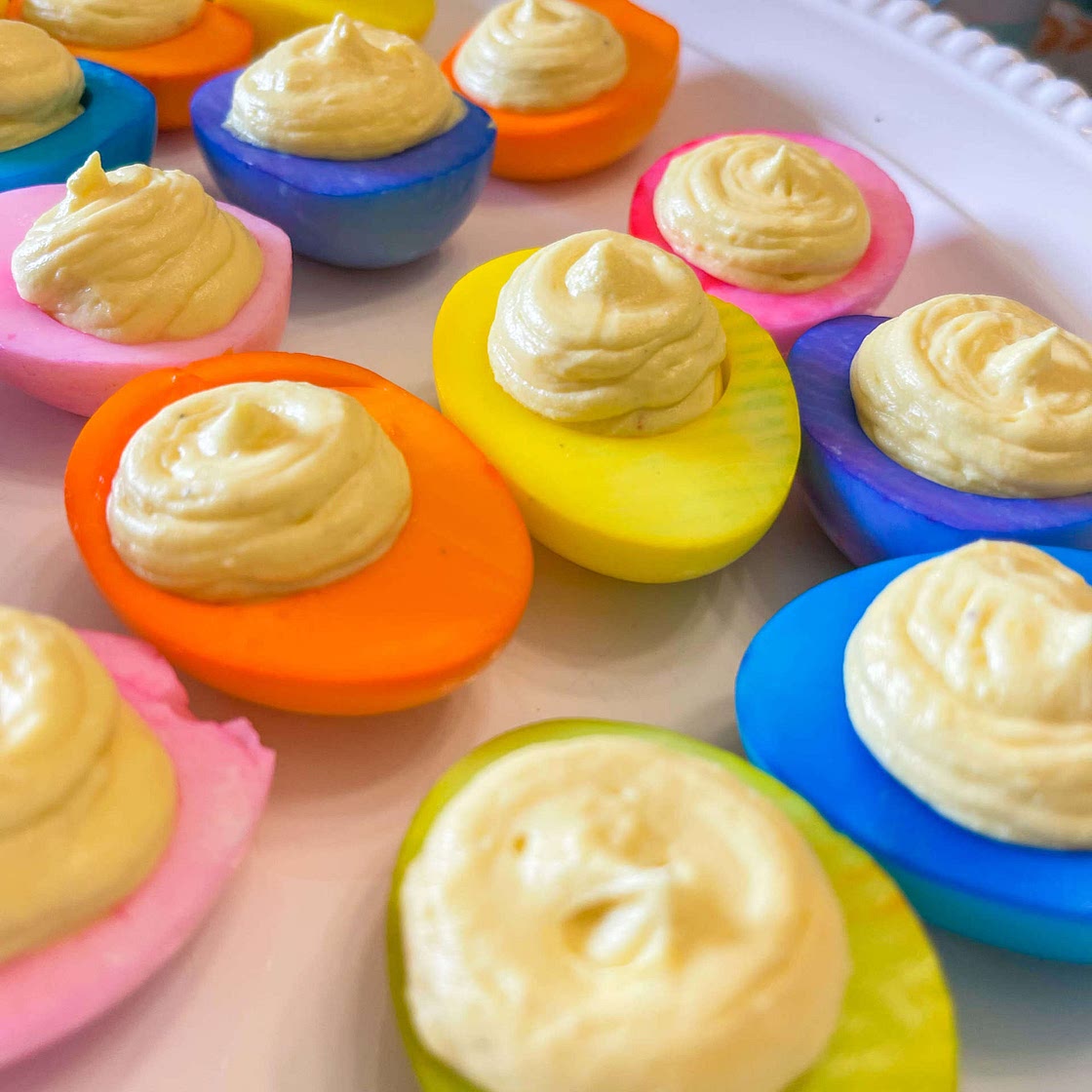 Colorful deviled eggs