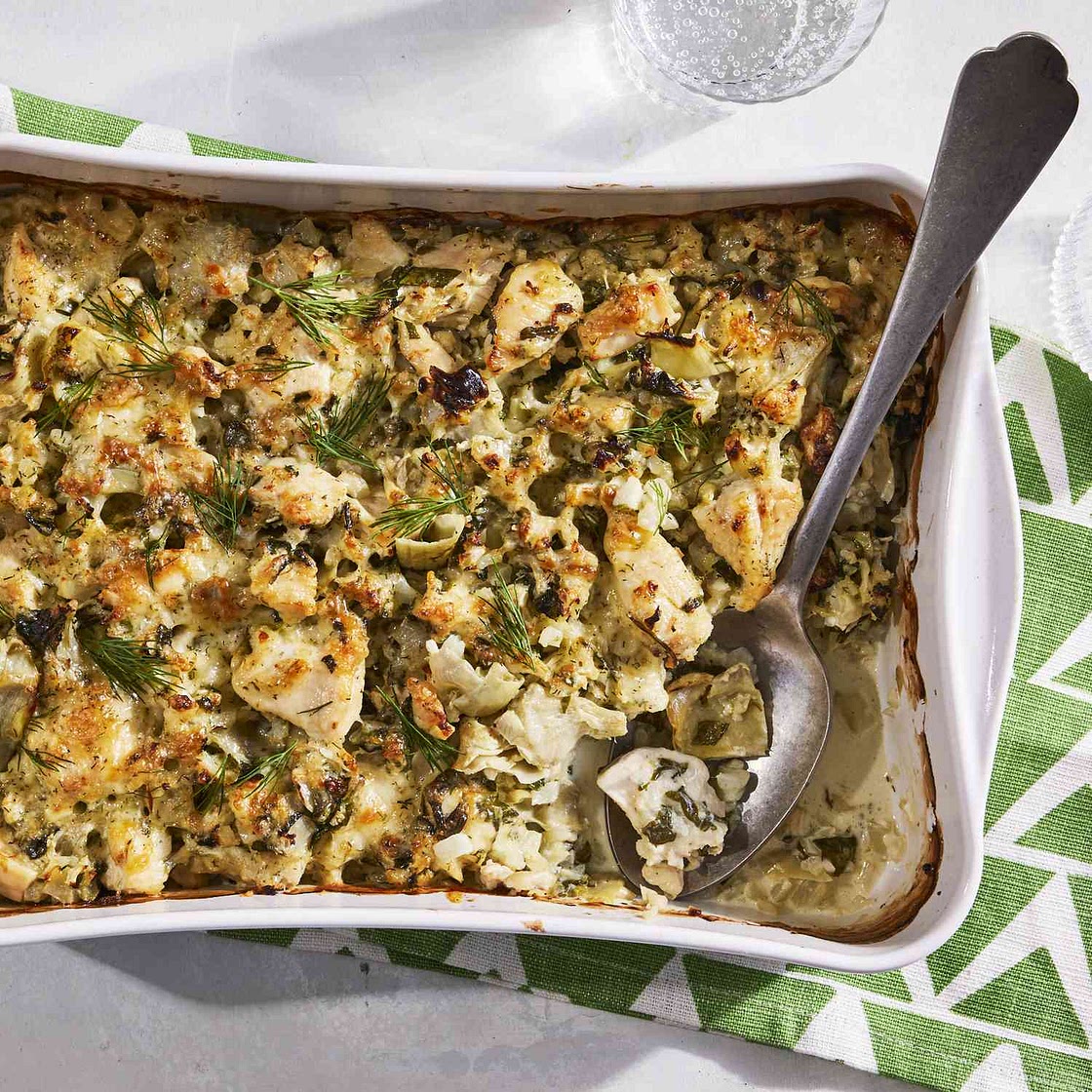 Spinach & Artichoke Casserole with Chicken and Cauliflower Rice