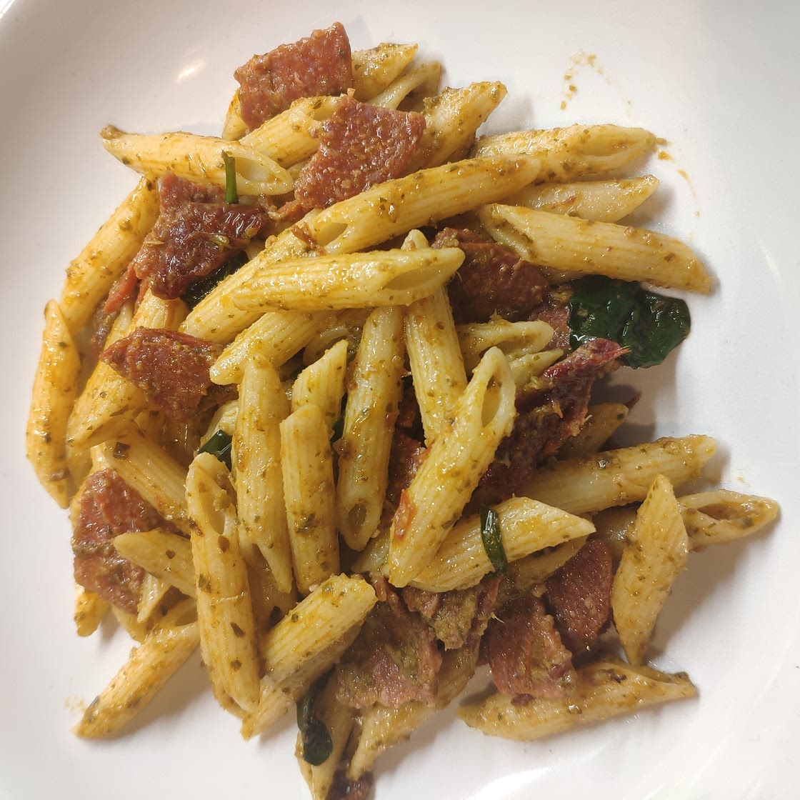 Easy Pepperoni Pesto Penne Pasta