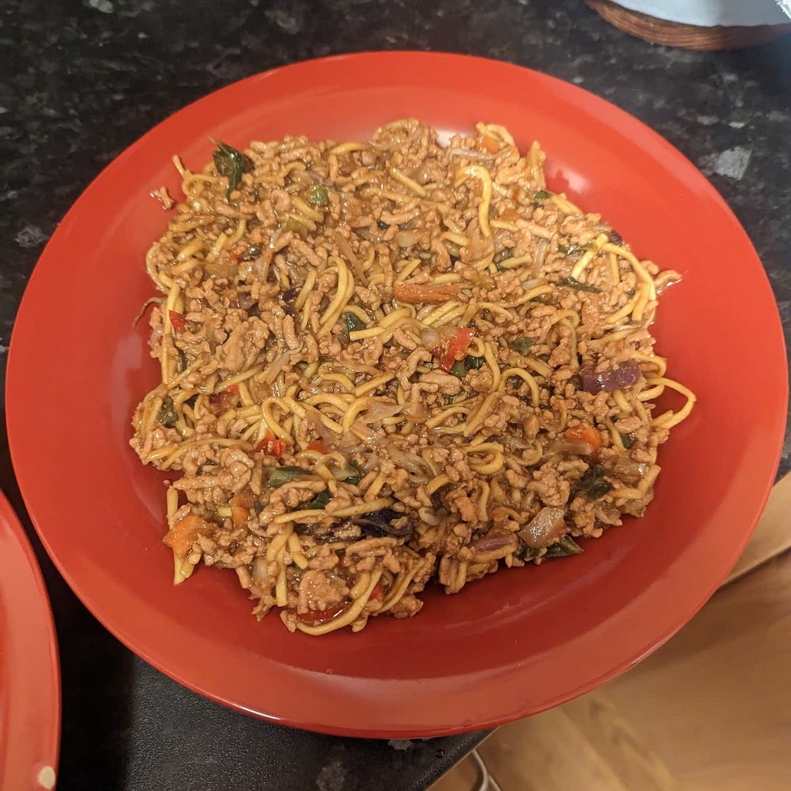 Pork noodle stir-fry