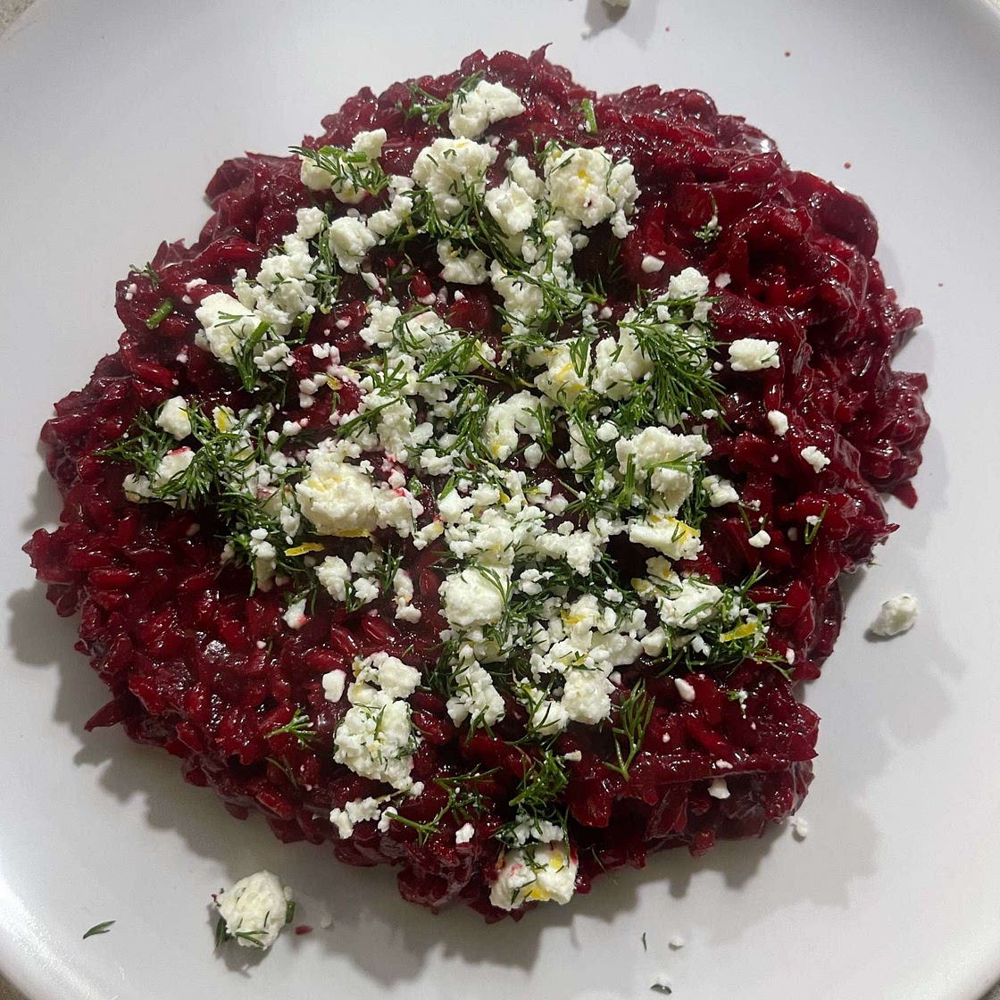 Beetroot risotto with feta