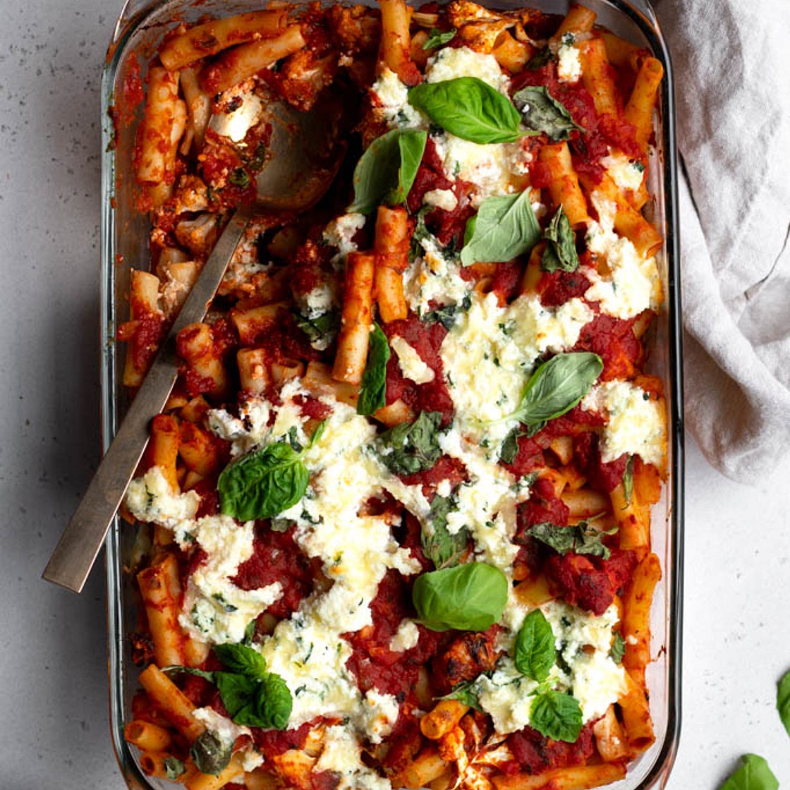 Vegetarian Baked Ziti with Roasted Cauliflower