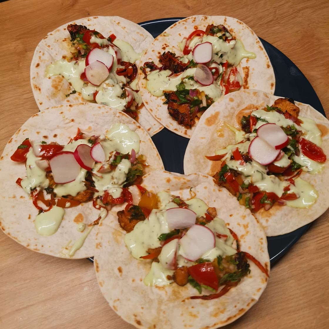 Mango Tango Chicken Tacos with Hot Sauce Crema