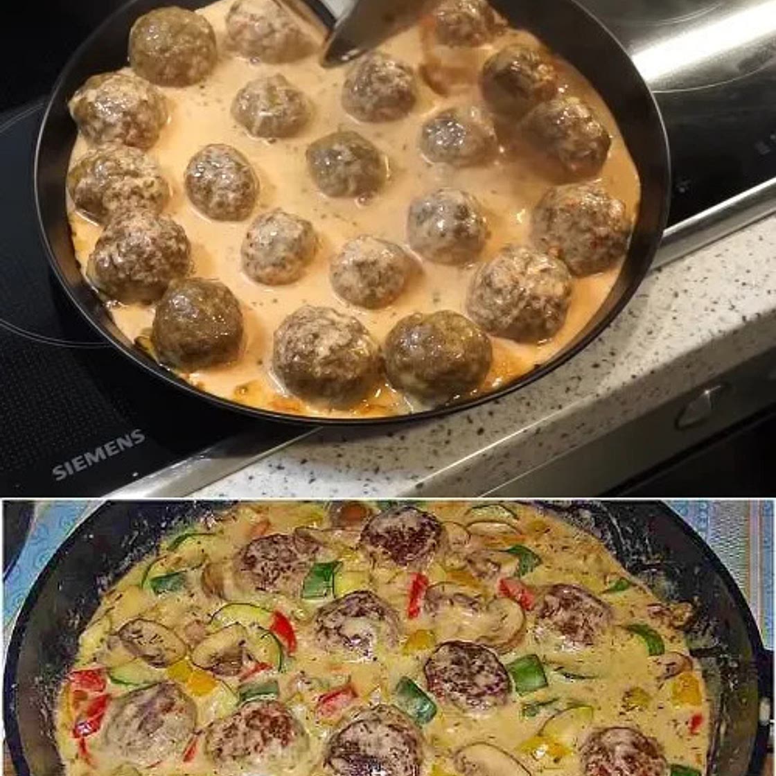 Makkaroni mit Hackbällchen-Ragout