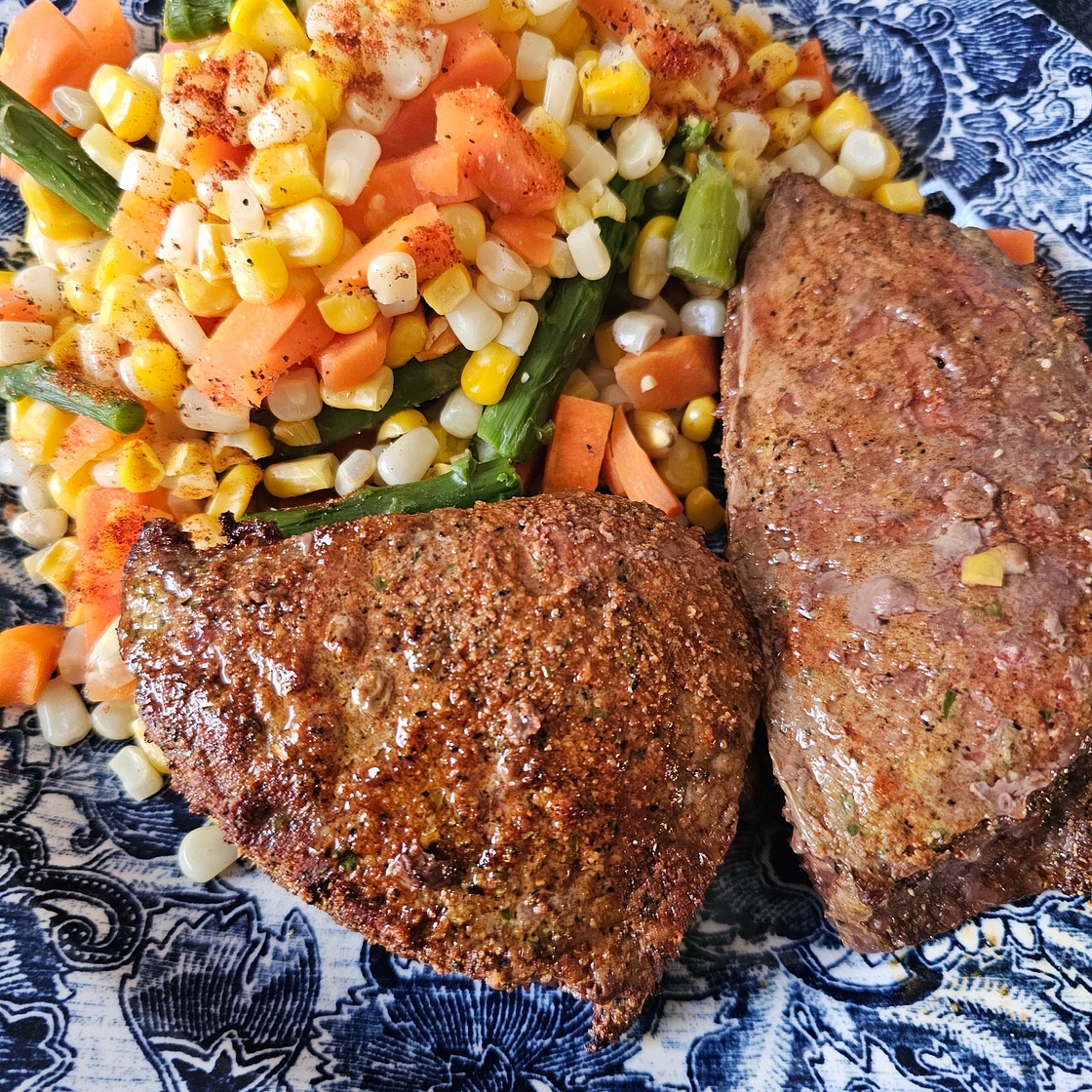 Steak and mixed veggies
