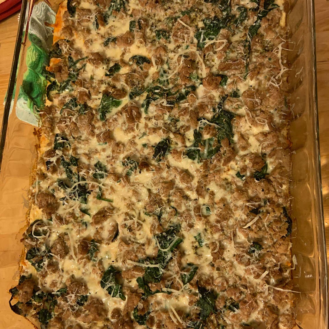 Turkey Spinach Sweet Potato Breakfast Casserole