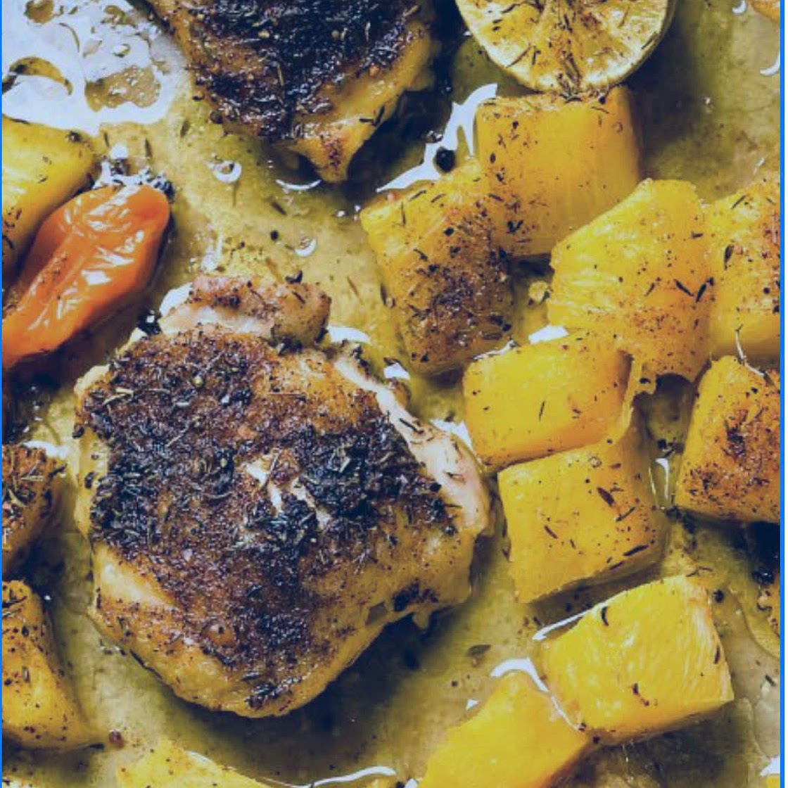 Jerk-Spiced Chicken & Pineapple Traybake