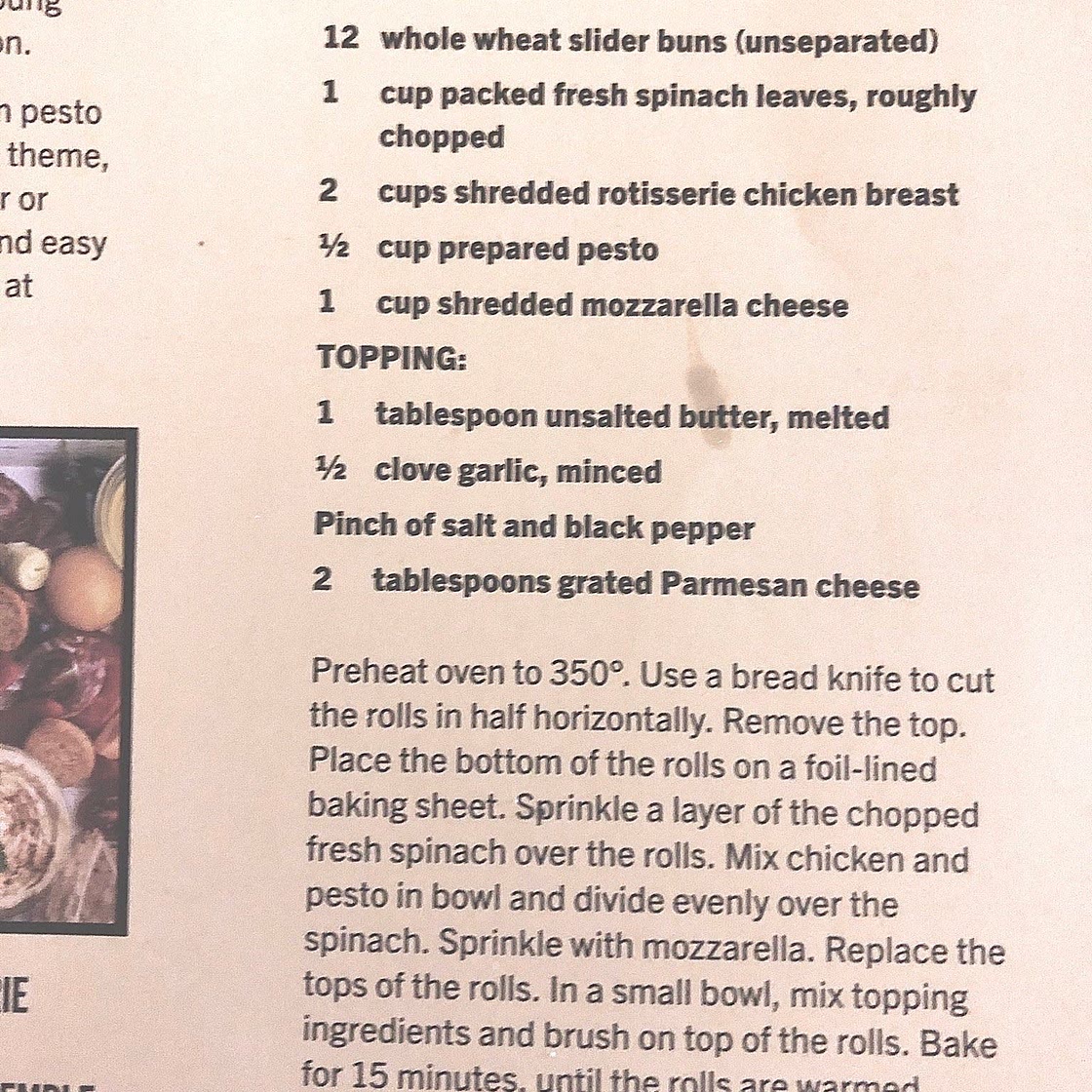 Chicken pesto sliders