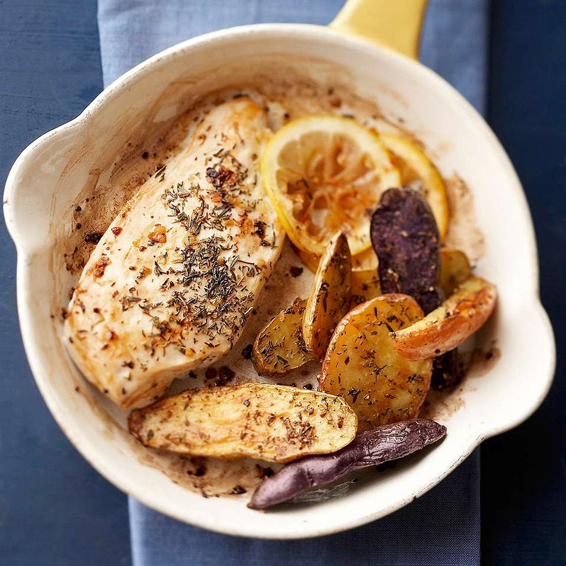 Lemon-Thyme Roasted Chicken with Fingerlings