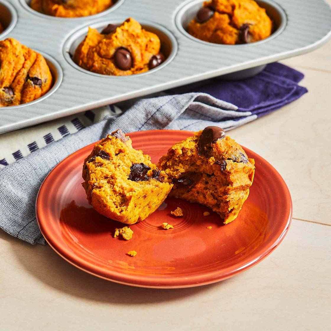 Vegan Pumpkin Muffins with Chocolate Chips