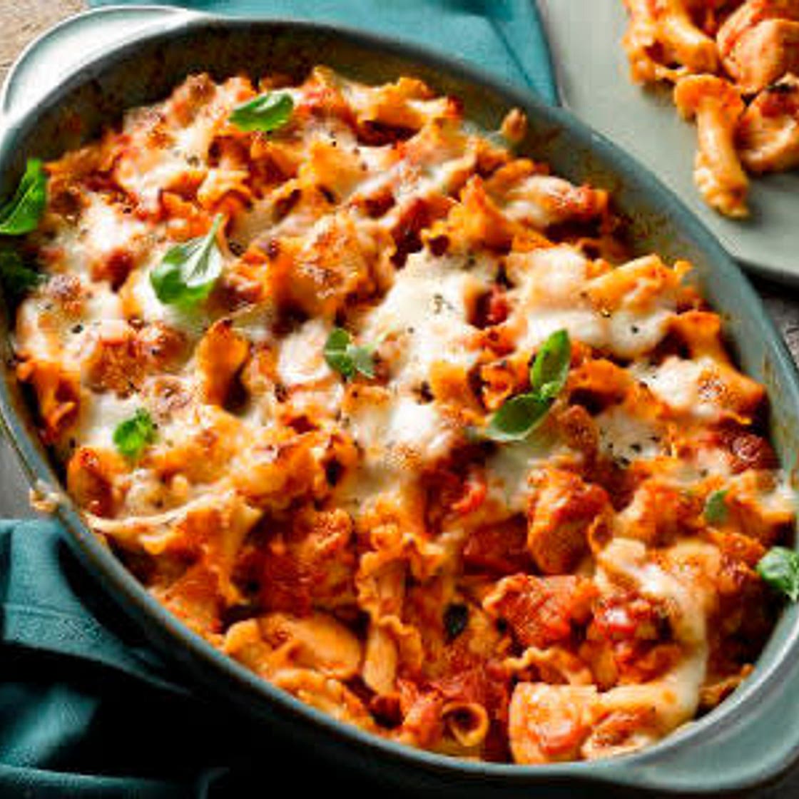 Chicken, Tomato and Mozzarella Pasta Bake