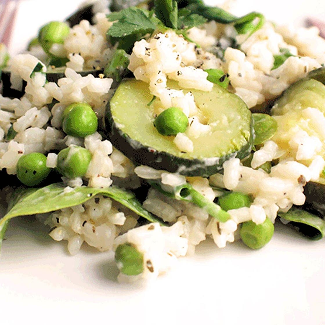 Spring Onion Pea Courgette Risotto