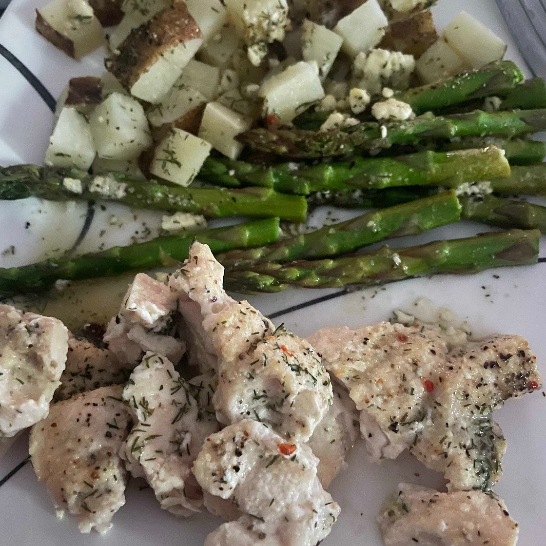 Garlic Butter Chicken Bites with Lemon Asparagus