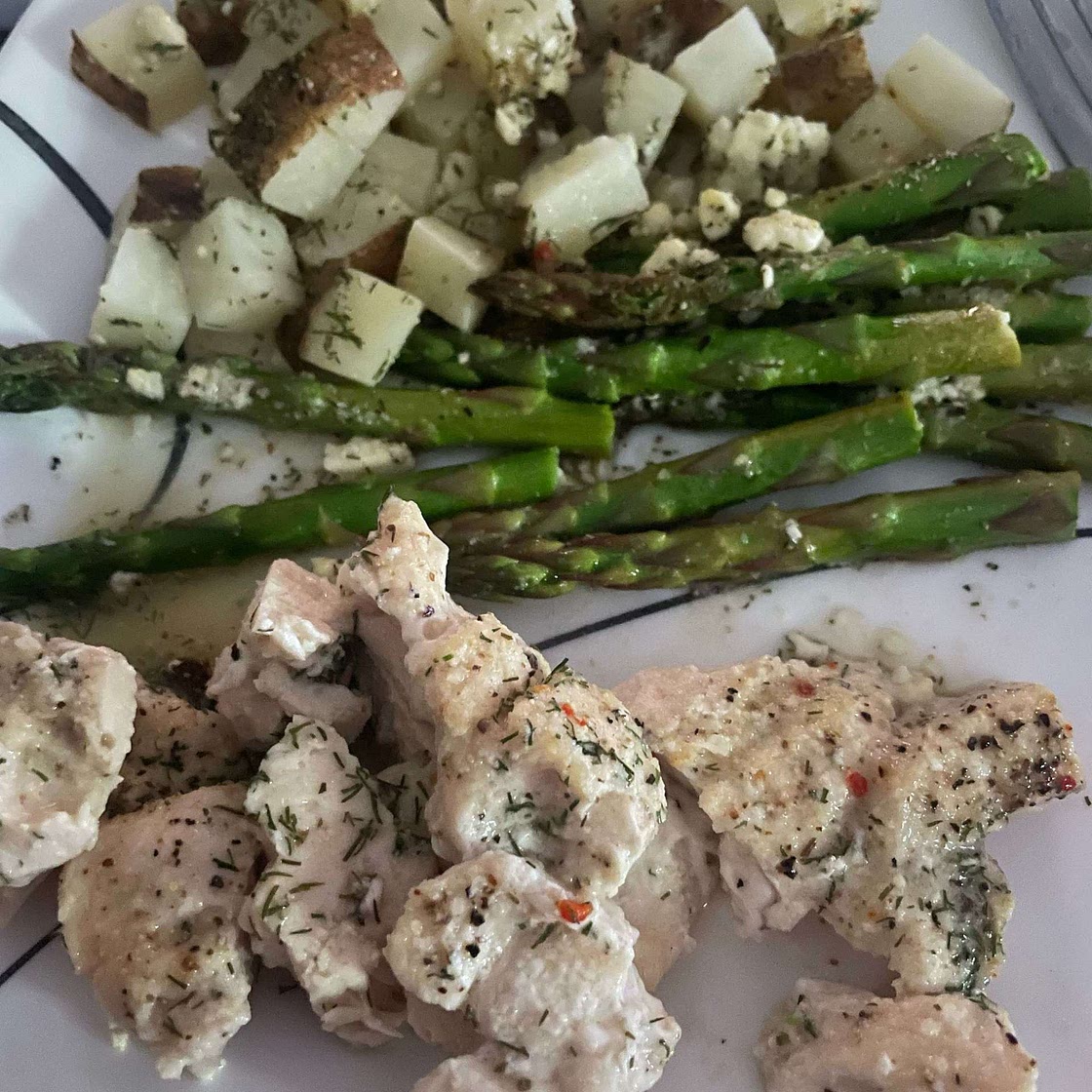 Garlic Butter Chicken Bites with Lemon Asparagus