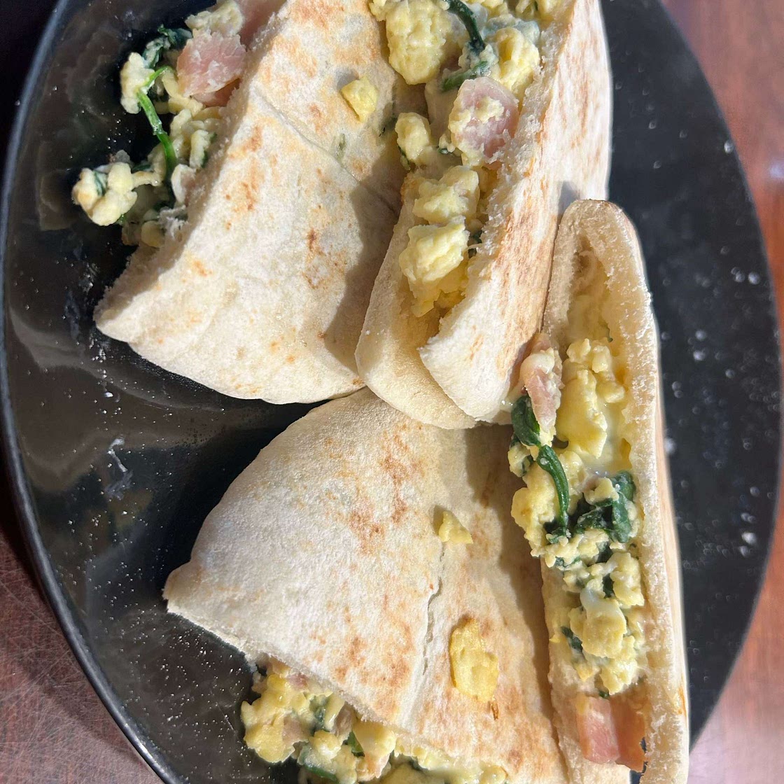 Spinach Egg and Cheese Breakfast Pita