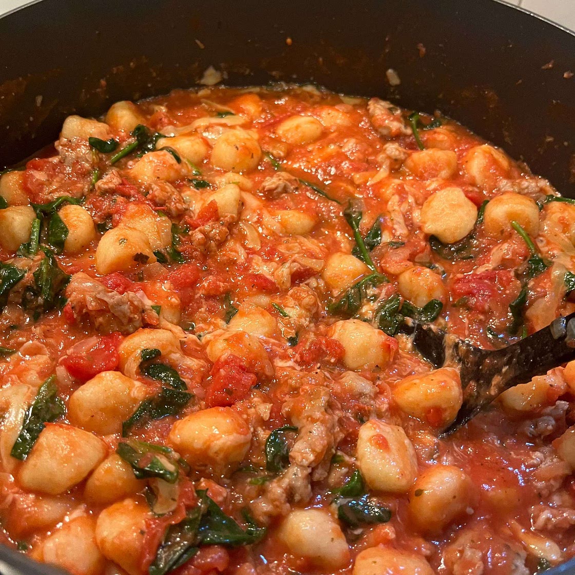 Cheesy One-Pot Gnocchi with Italian Sausage & Spinach