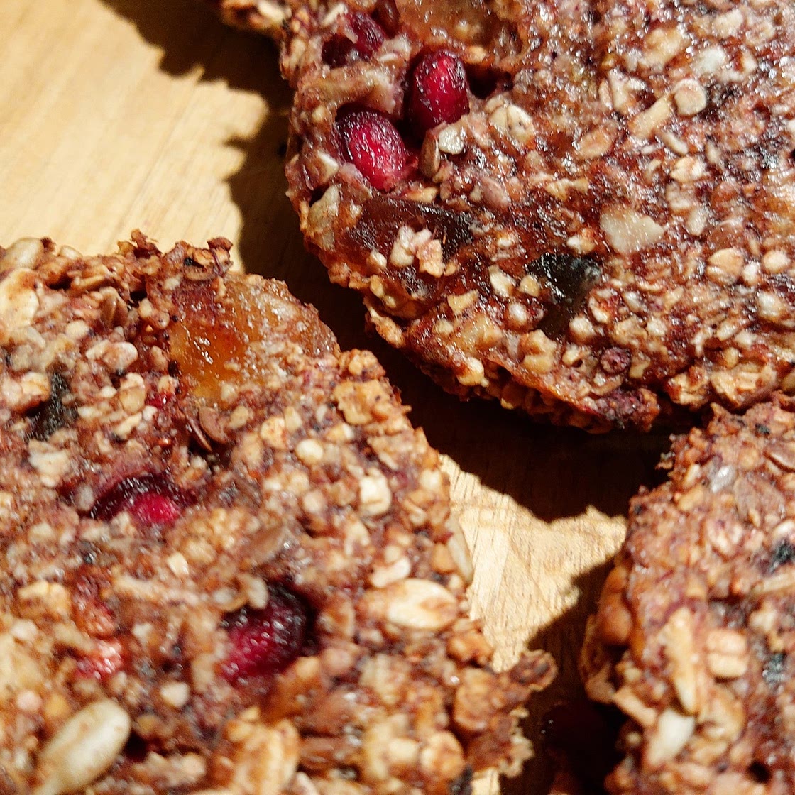 Energy bar - Banana, oatmeal, pomegranate, raisins and cranberries