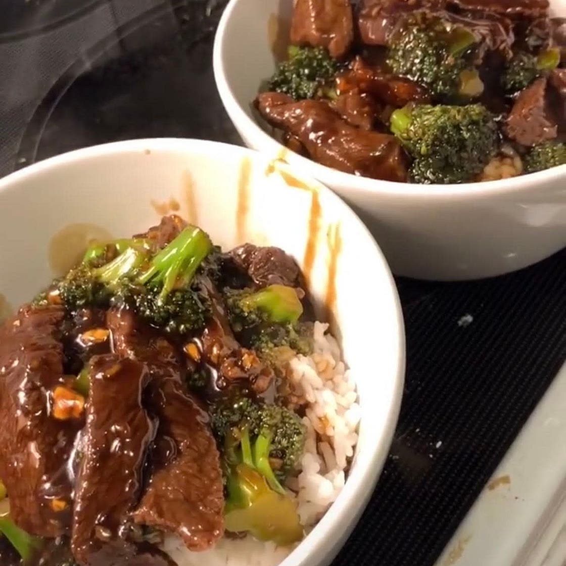 Beef and broccoli with rice