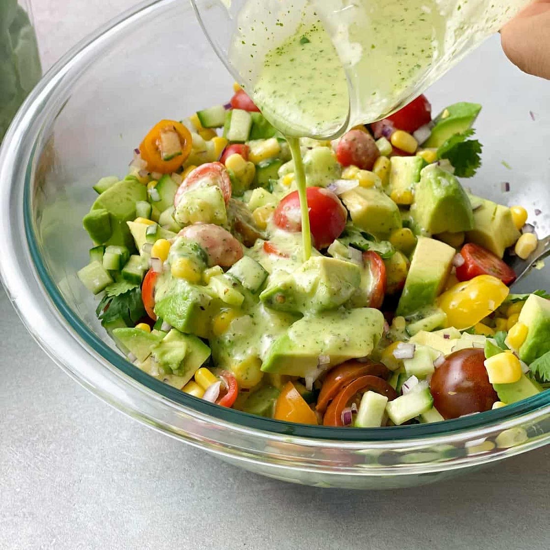 Avocado Salad with Lime Cilantro Dressing