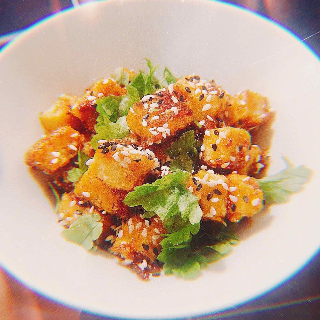 Glazed tofu cubes