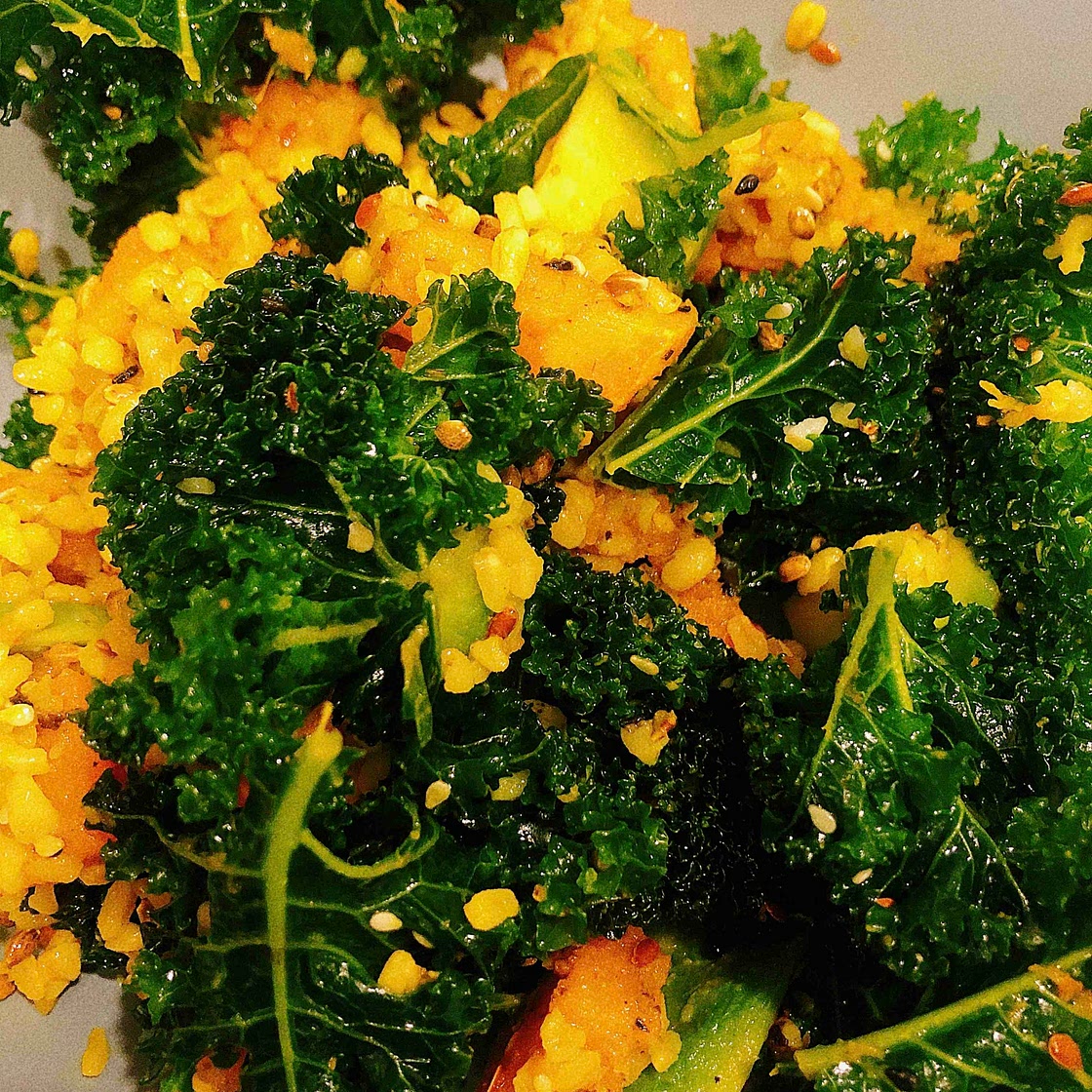 Kale & baked squash salad