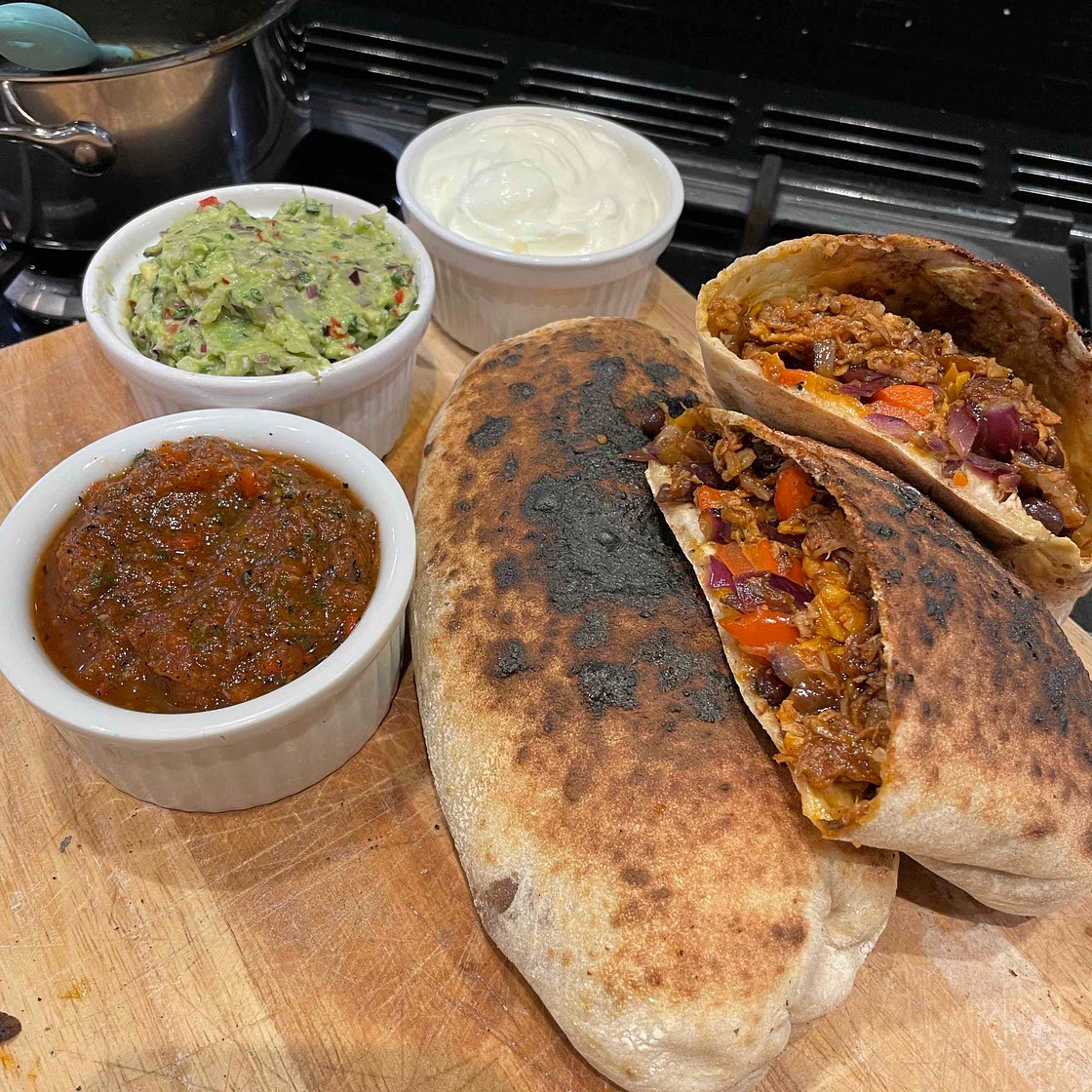 Slow Cooker Pulled Pork Burrito Calzones