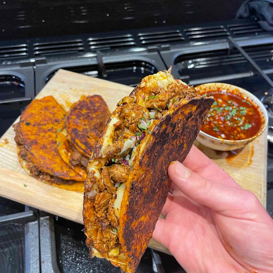 Slow Cooker Curried Lamb Paratha Tacos