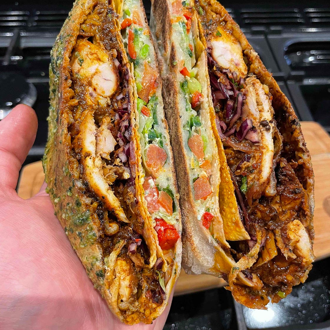 Slow Cooker Chicken Curry Garlic Naan Crunchwrap