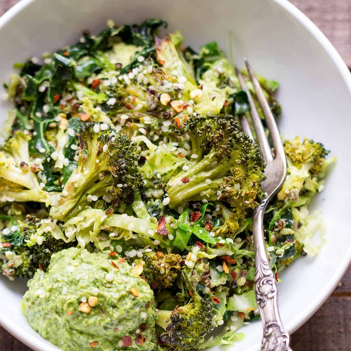 Super Green Quinoa Bowls with Hemp Seed Pesto