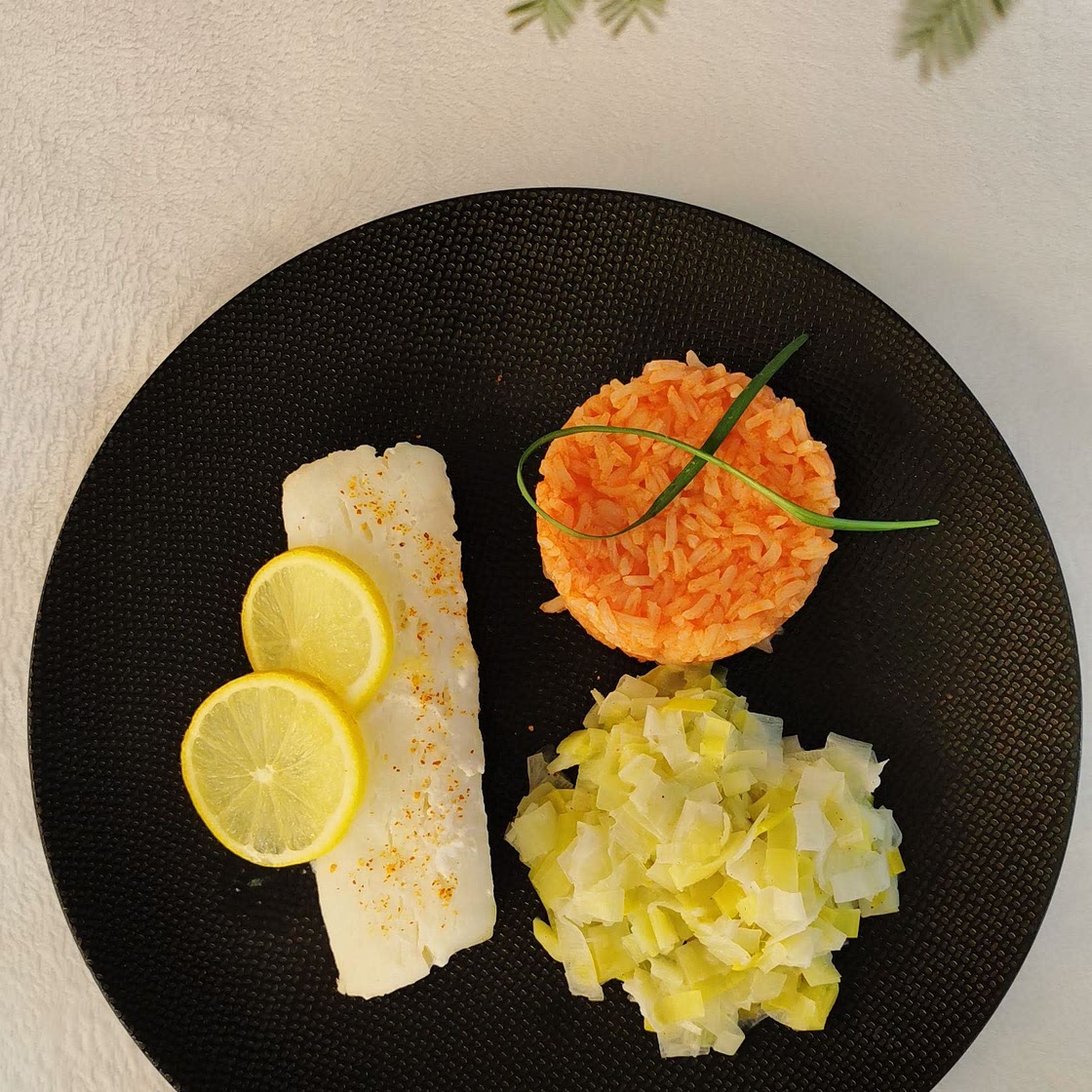Dos de cabillaud à la fondue de poireaux 