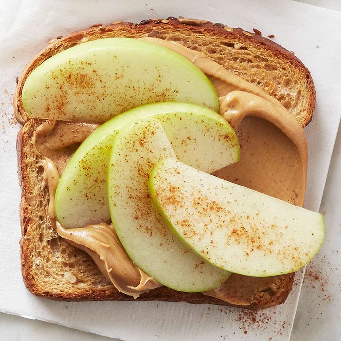 Peanut Butter and Apple-Cinnamon Topped Toast