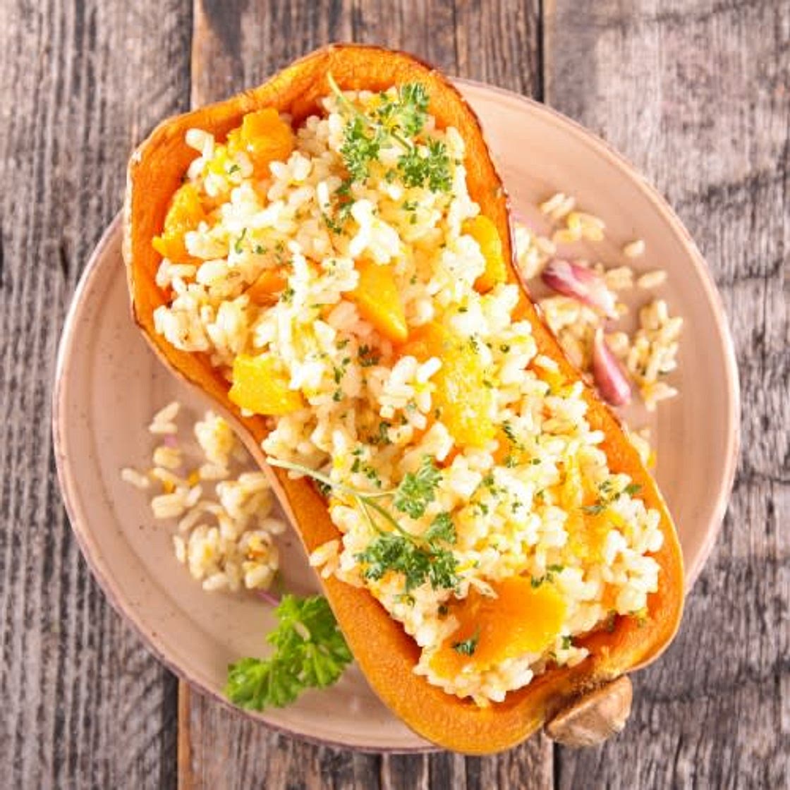 Butternut farcie au riz