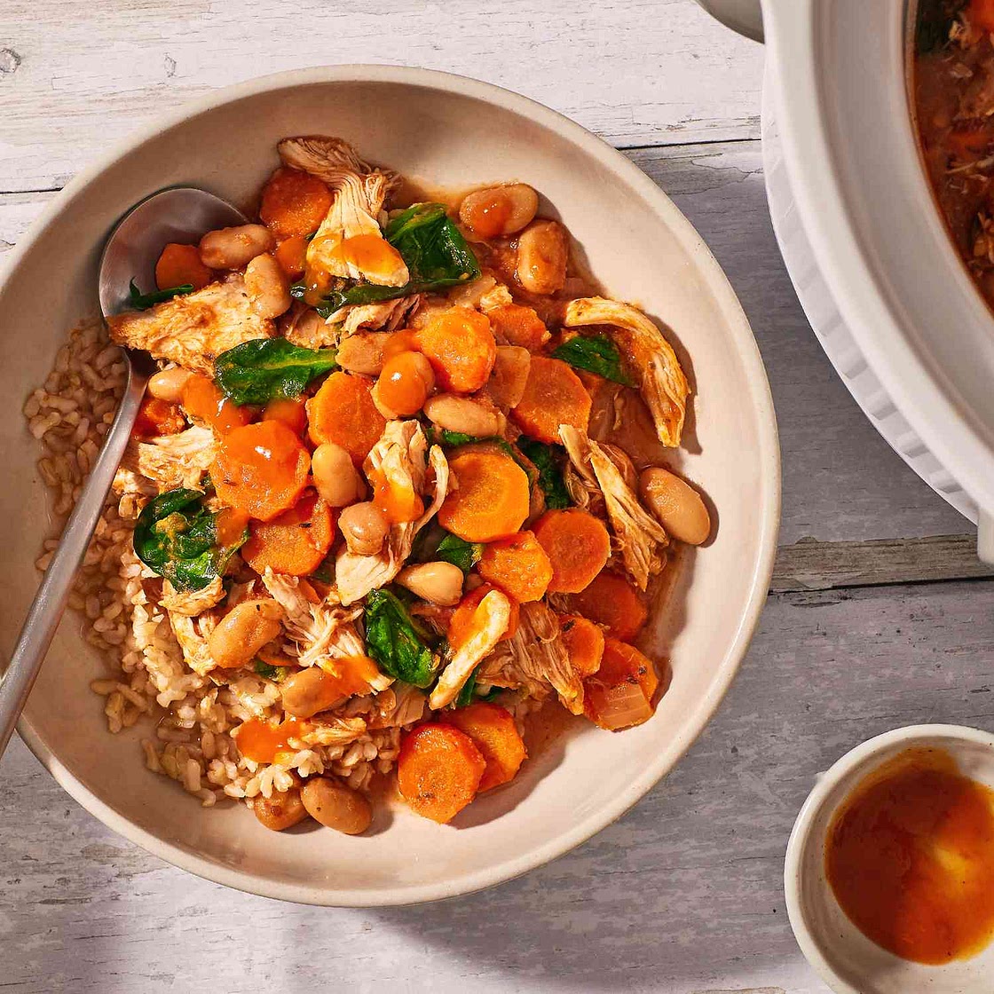 Slow-Cooker Chicken, Spinach & White Bean Stew