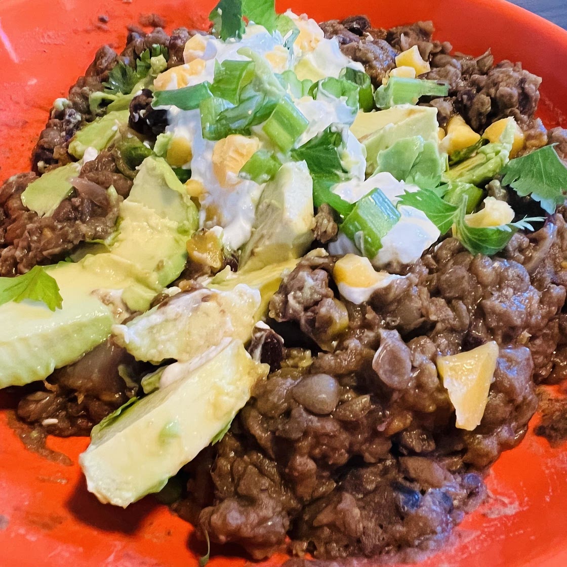 Vegan Lentil Sweet Potato Chili Bowl